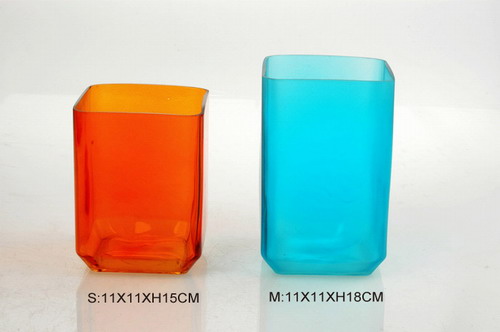 Square Colored Glass Vases