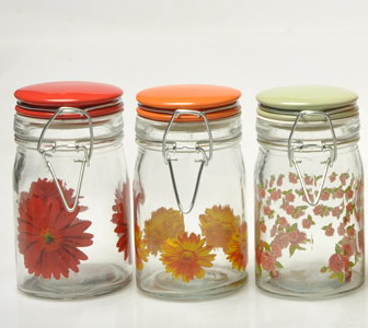 Glass Storage Jars With Painting